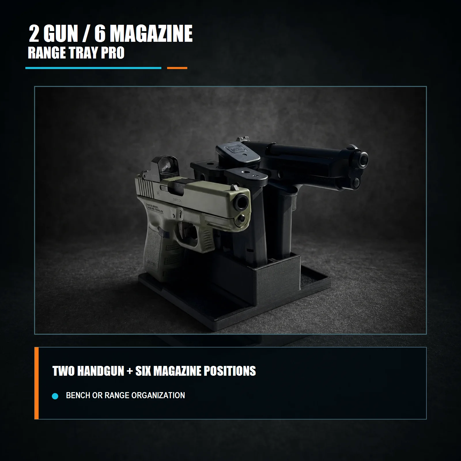 2 Gun / 6 Magazine Range Tray Pro