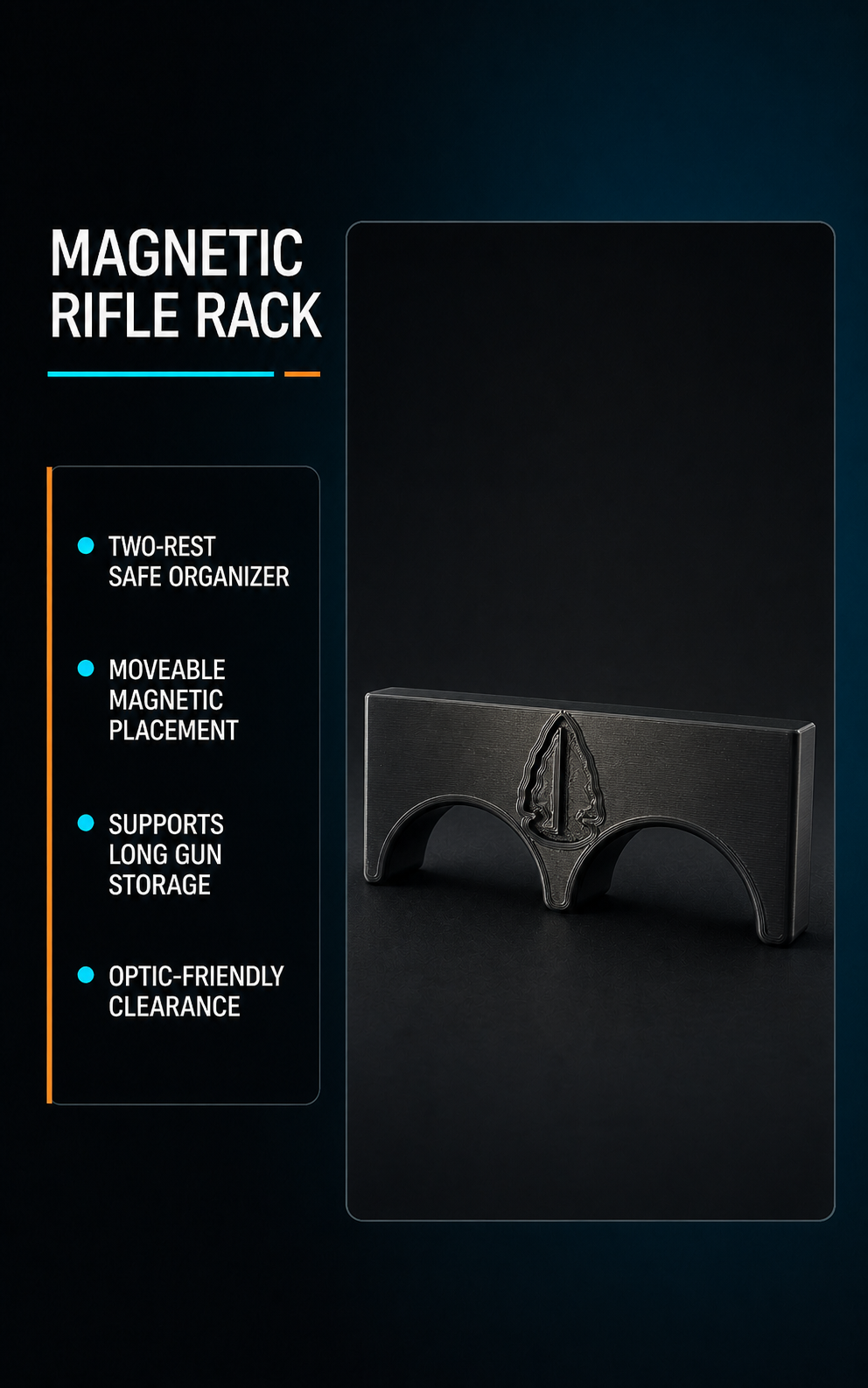 Magnetic Rifle Rack for Gun Safe - Optic Clearance for Long Guns